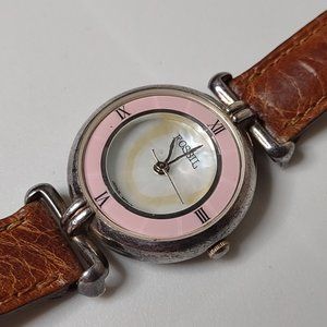 Pink Fossil Watch With Leather Band